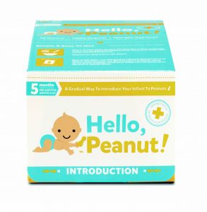 Hello, Peanut! contains gradually increasing amounts of peanut powder to add to baby food. 