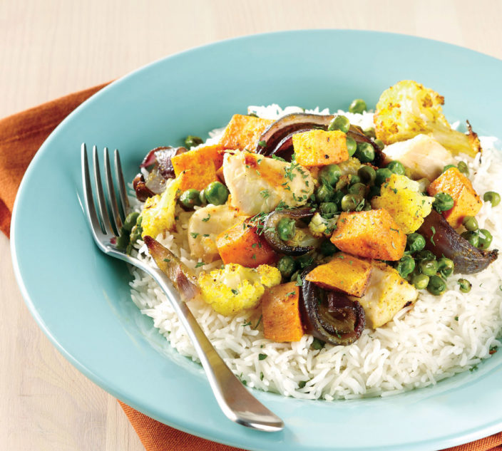 One-Pan Curry Roasted Cauliflower Dinner