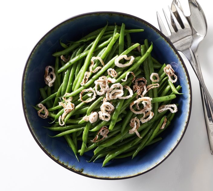 Dairy-Free "Buttery" Green Beans with Crispy Shallots