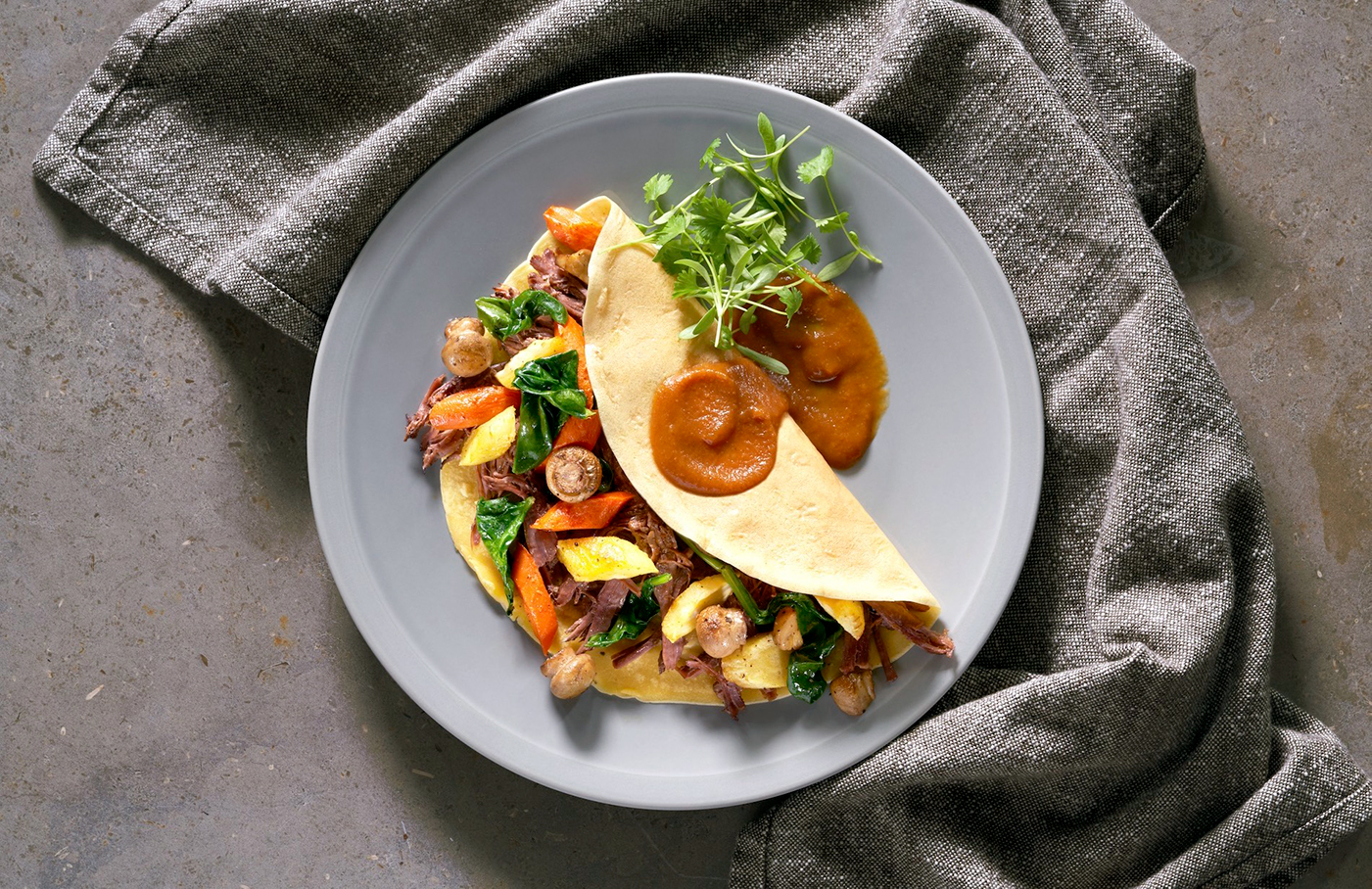 BRAISED BEEF CRÊPES