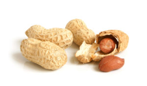 Peanuts on a white background.