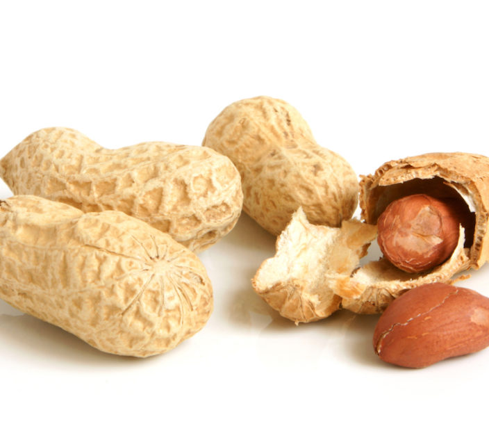Peanuts on a white background.