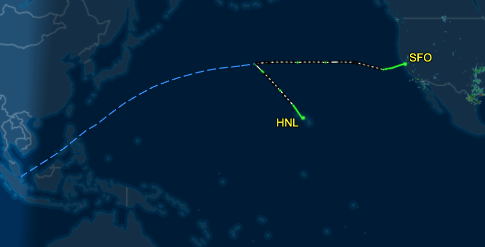 Map showing where the food allergy reaction on plane took place.