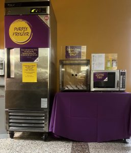 Purple Freezer at UMD where students can get allergy-friendly grab-n-go snacks.