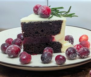 Chocolate & Cranberry Holiday Wreath Cake